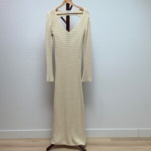 Chic Cream Long Sleeve Knit Dress, Free People Beach